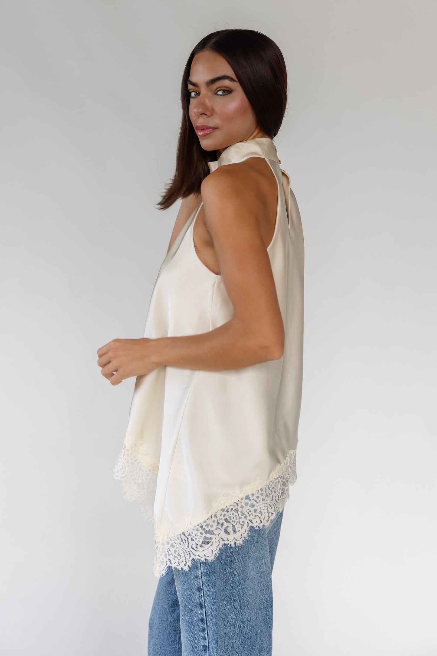 Colette Ecru Lace Halter Top