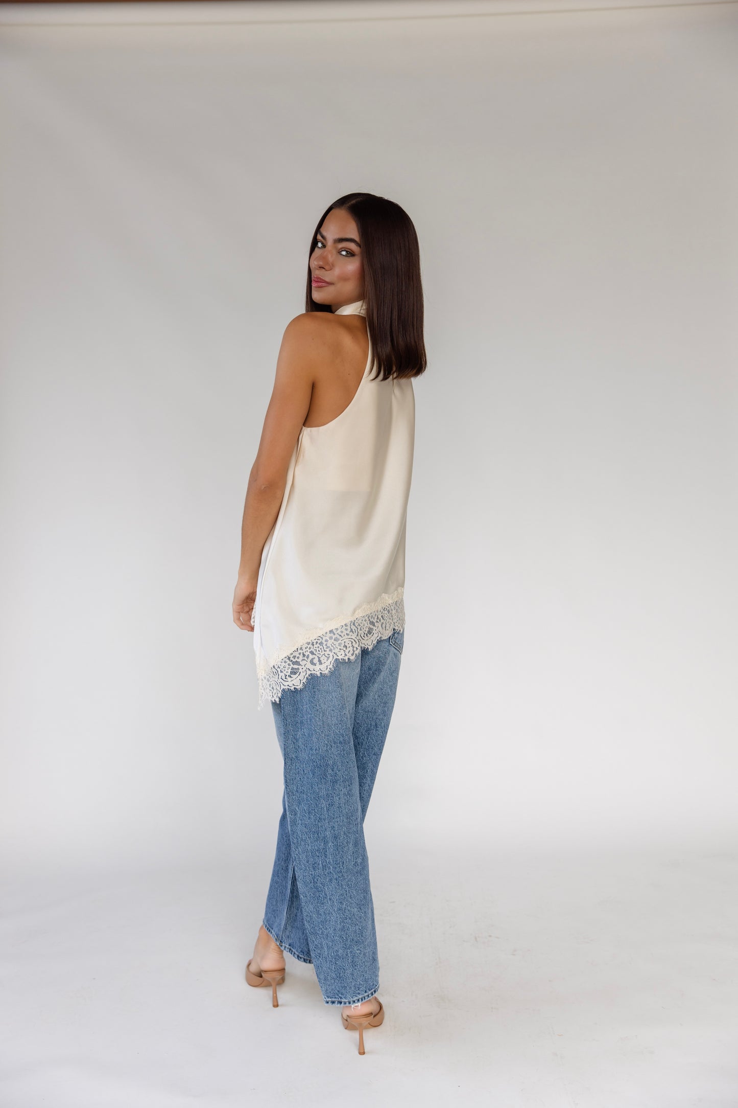 Colette Ecru Lace Halter Top