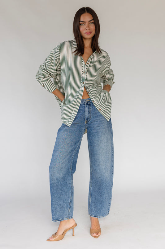 Delphine Olive Stripe Top
