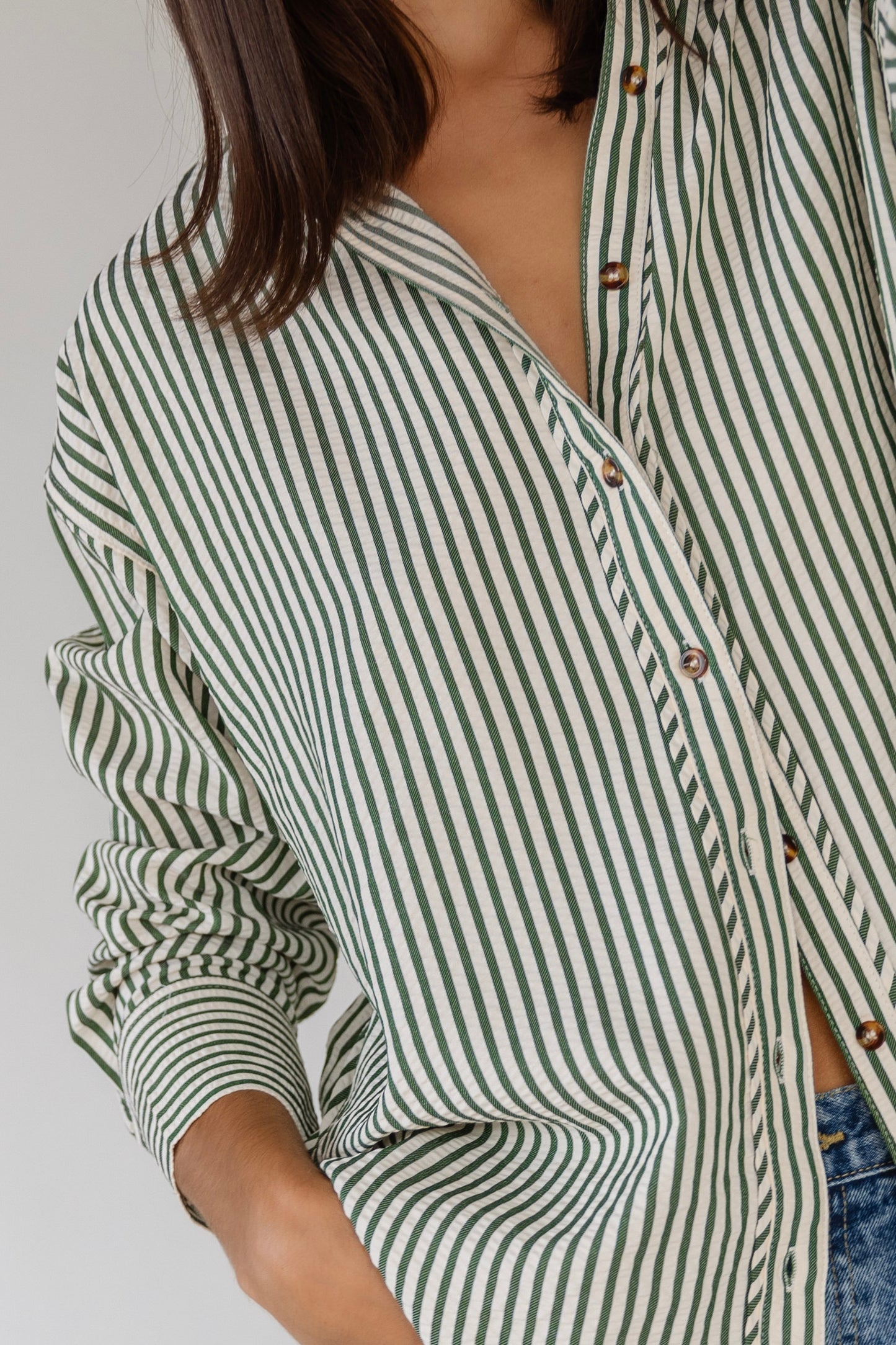 Delphine Olive Stripe Top