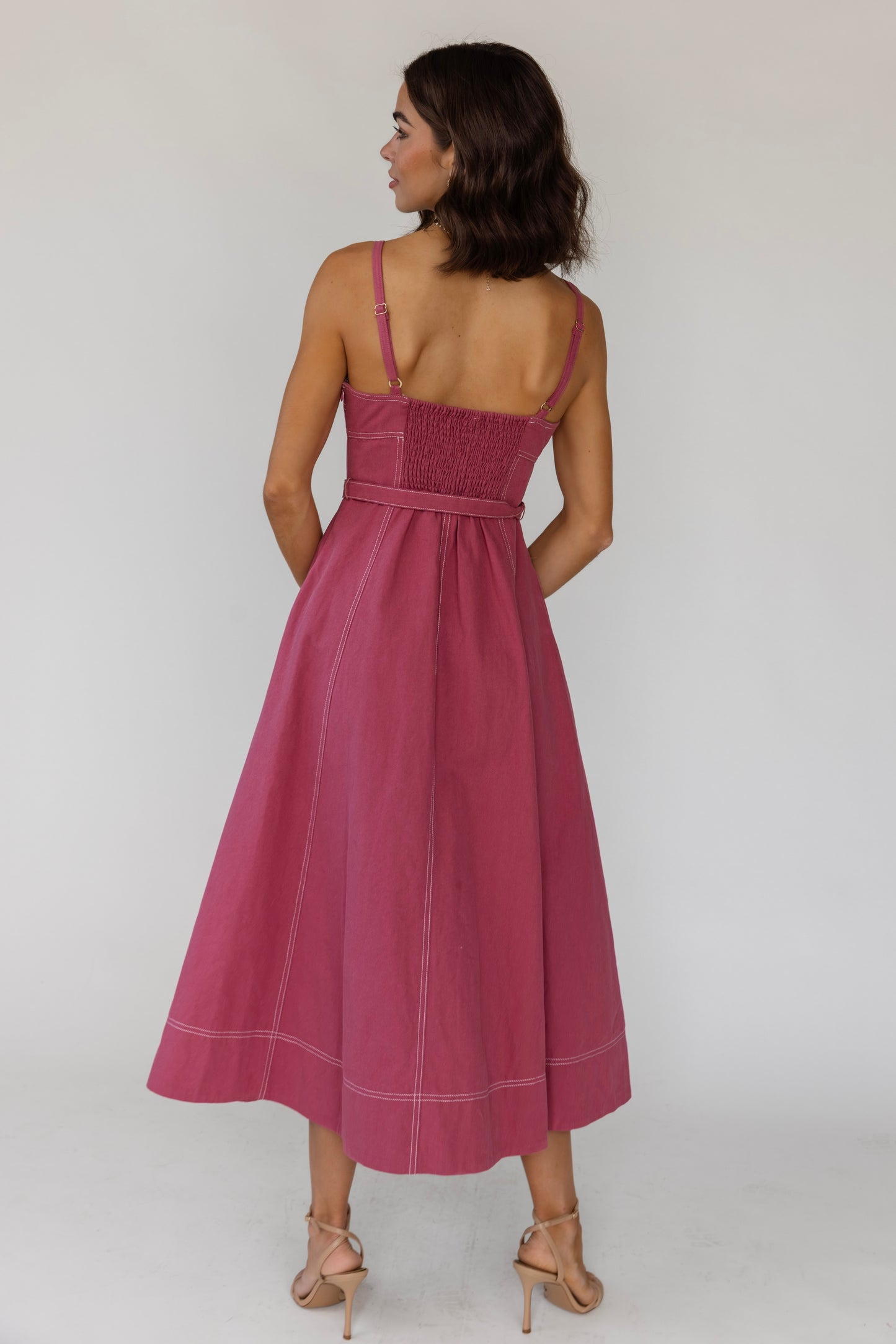 Sorelle Mauve Belted Midi Dress