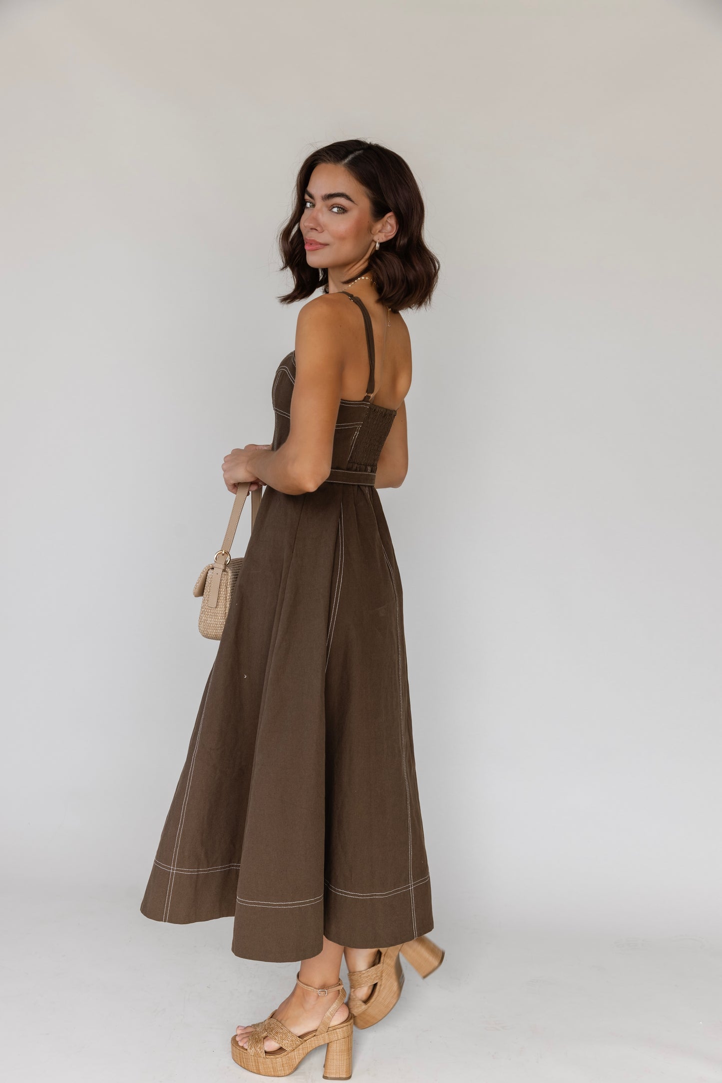 Sorelle Olive Belted Midi Dress