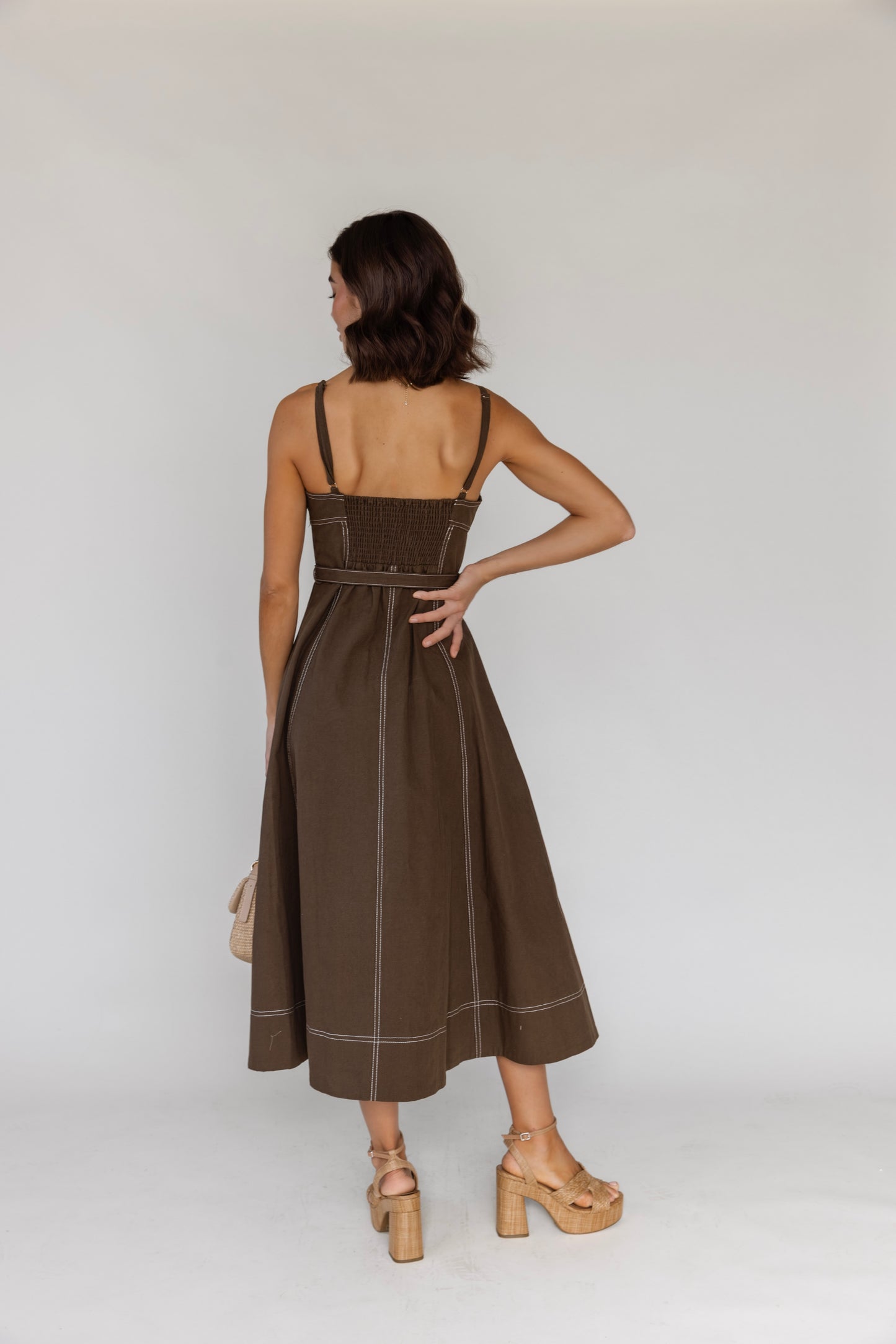 Sorelle Olive Belted Midi Dress