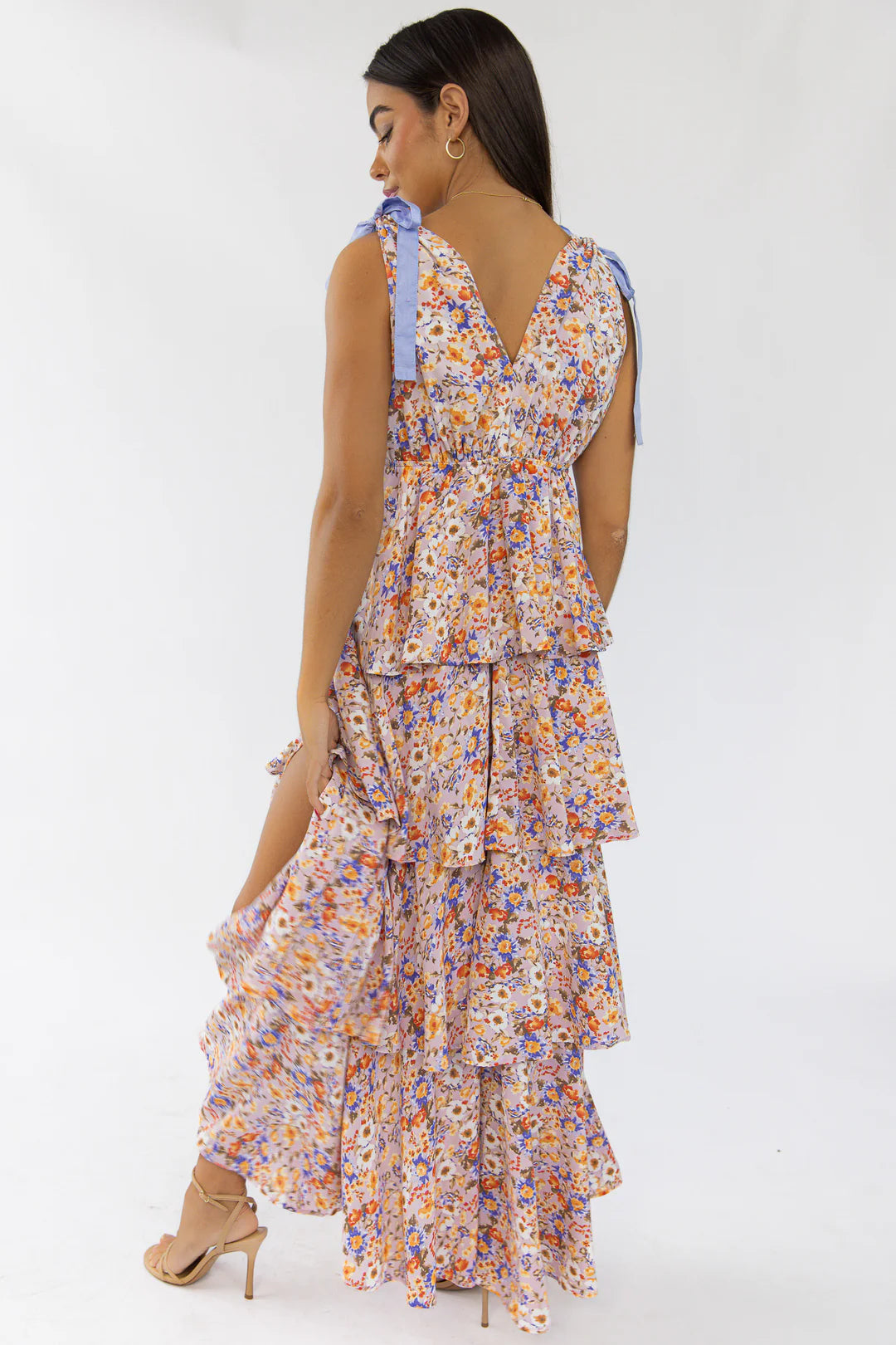 Shaina Blue Floral Tiered Maxi Dress - FINAL SALE