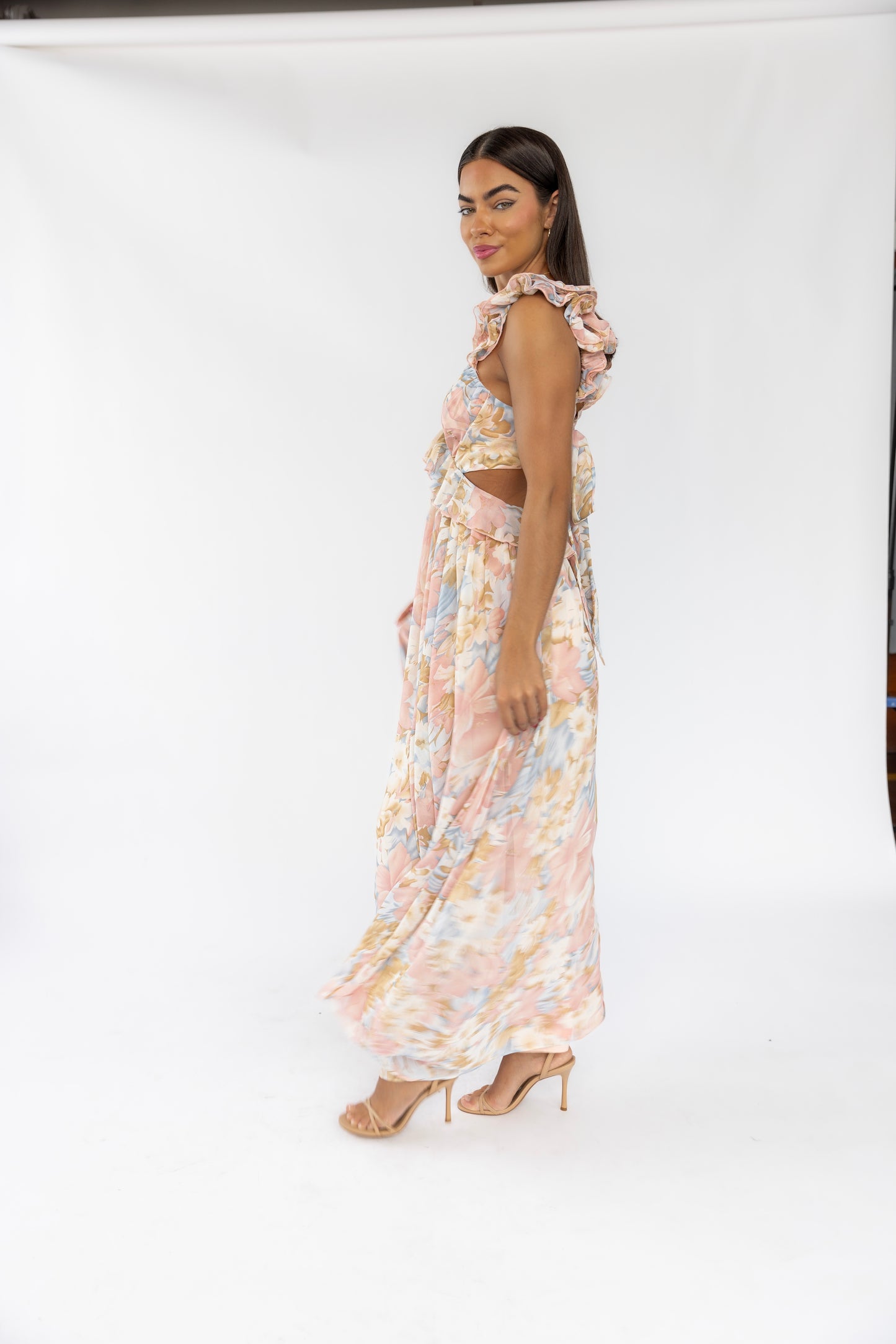 Liana Pink Floral Cutout Maxi Dress - FINAL SALE