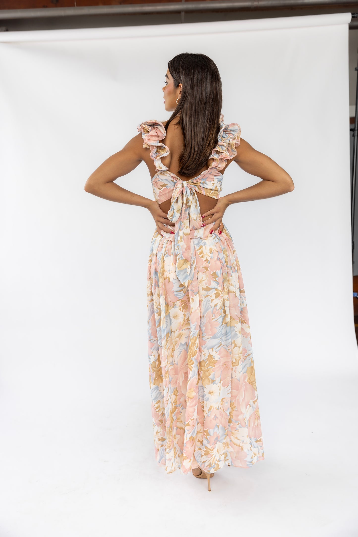 Liana Pink Floral Cutout Maxi Dress - FINAL SALE