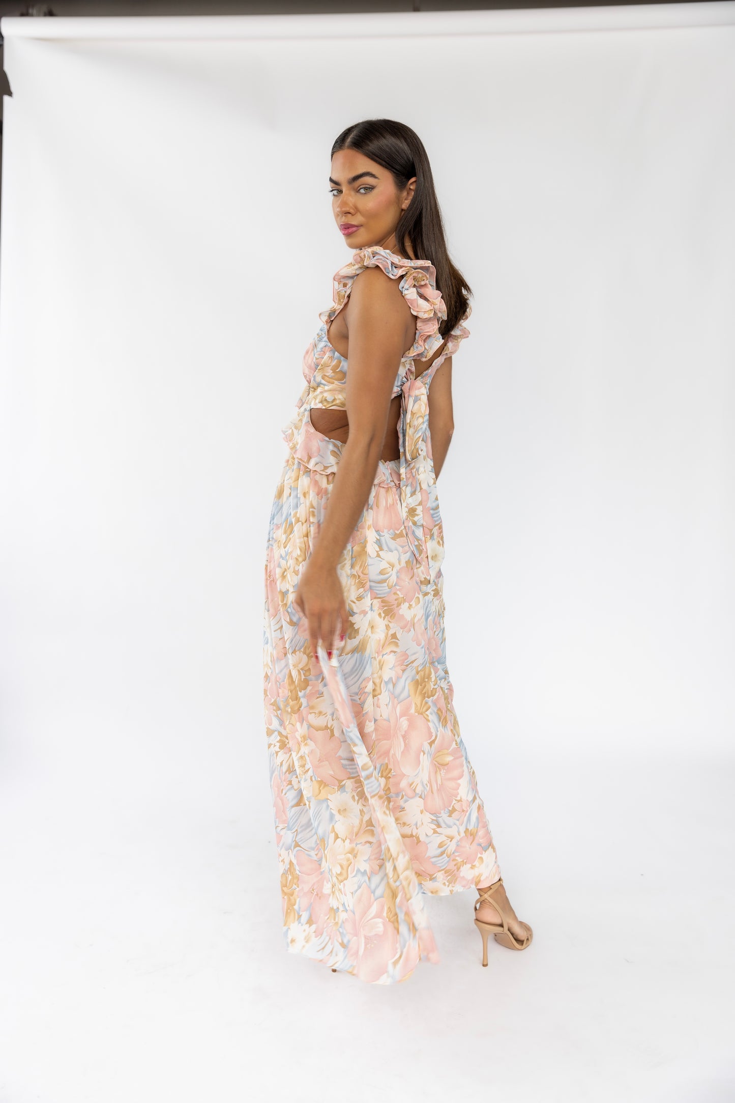 Liana Pink Floral Cutout Maxi Dress - FINAL SALE