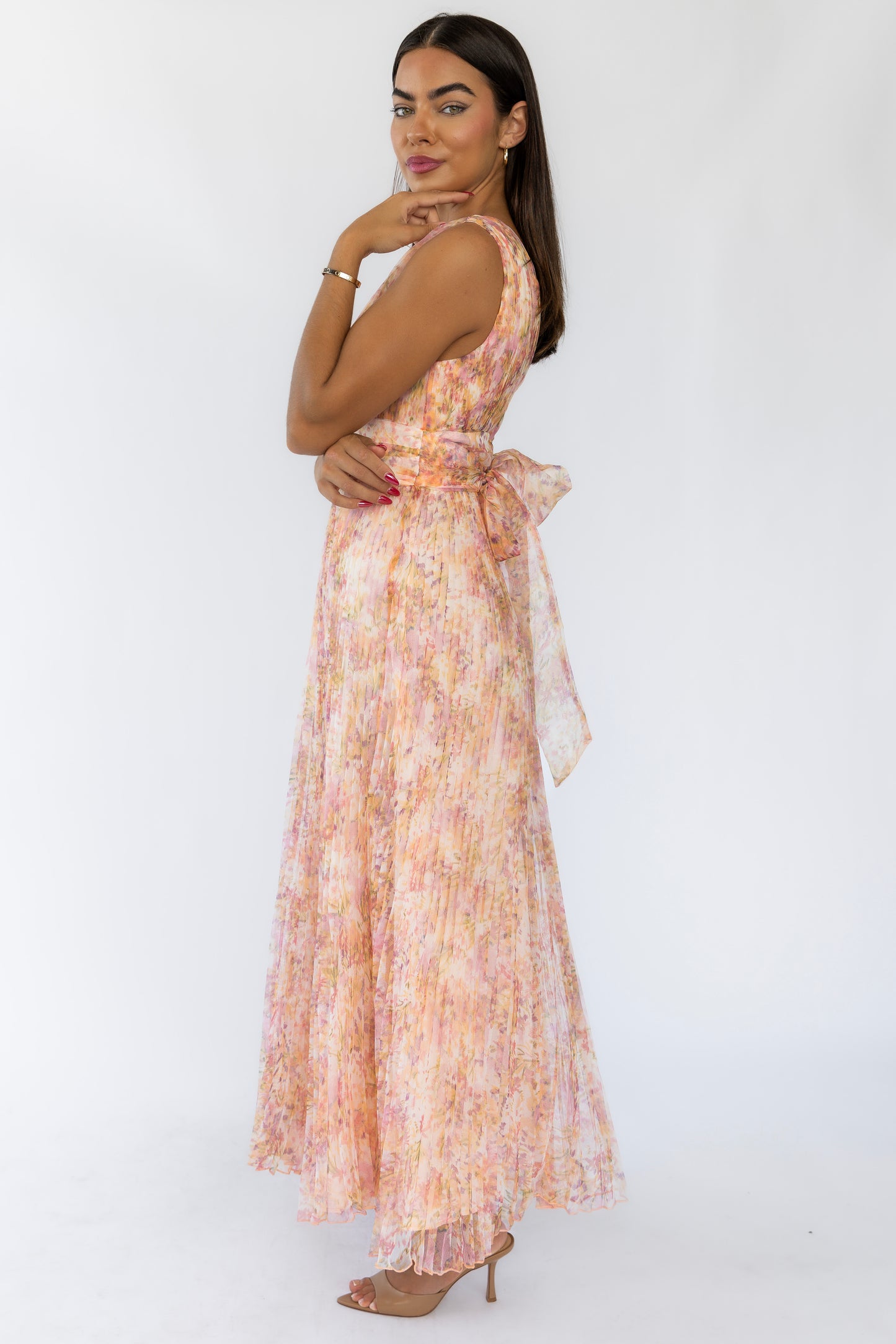 Merritt Pink Floral Pleated Maxi Dress - FINAL SALE