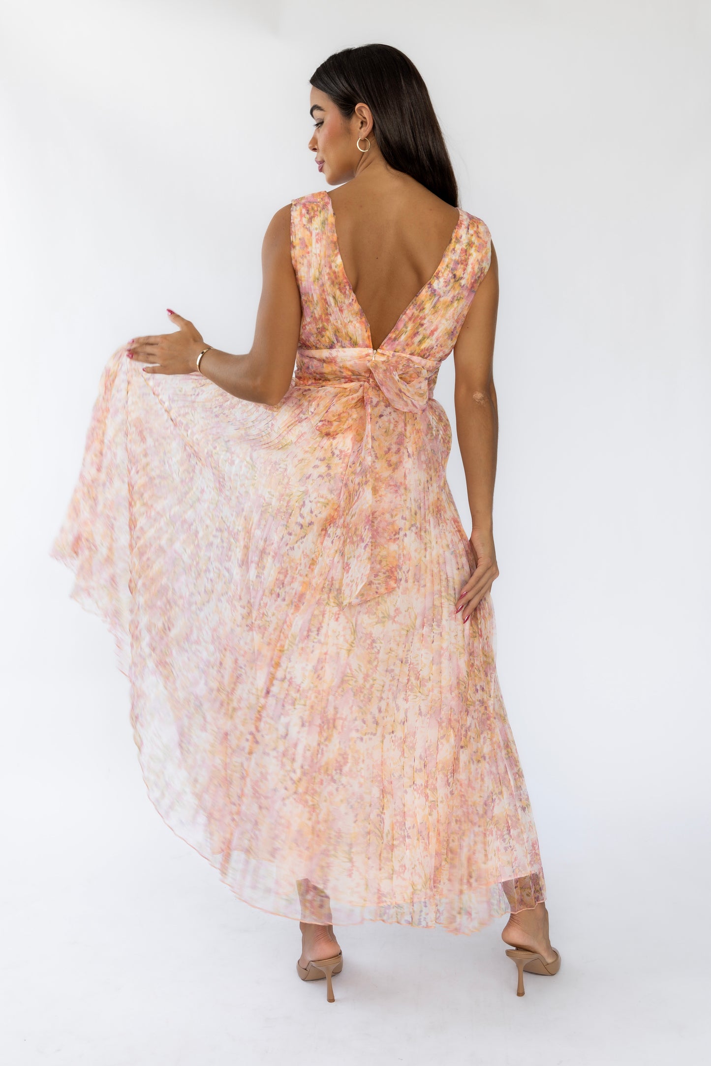 Merritt Pink Floral Pleated Maxi Dress - FINAL SALE