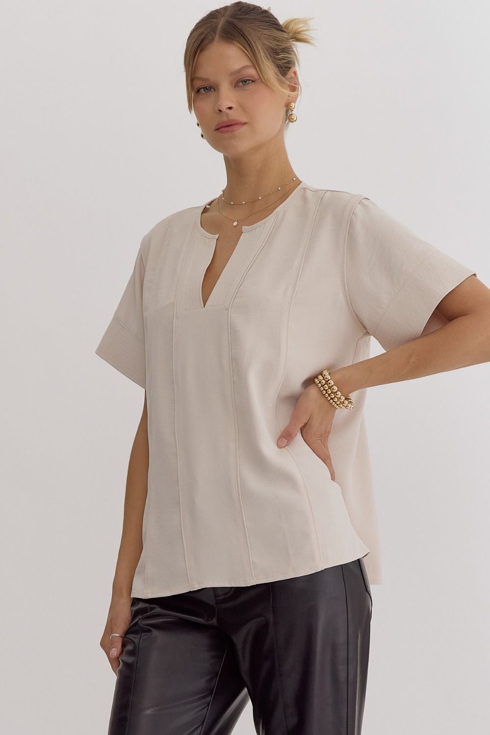 Ryann Ecru Seam Detailing Top