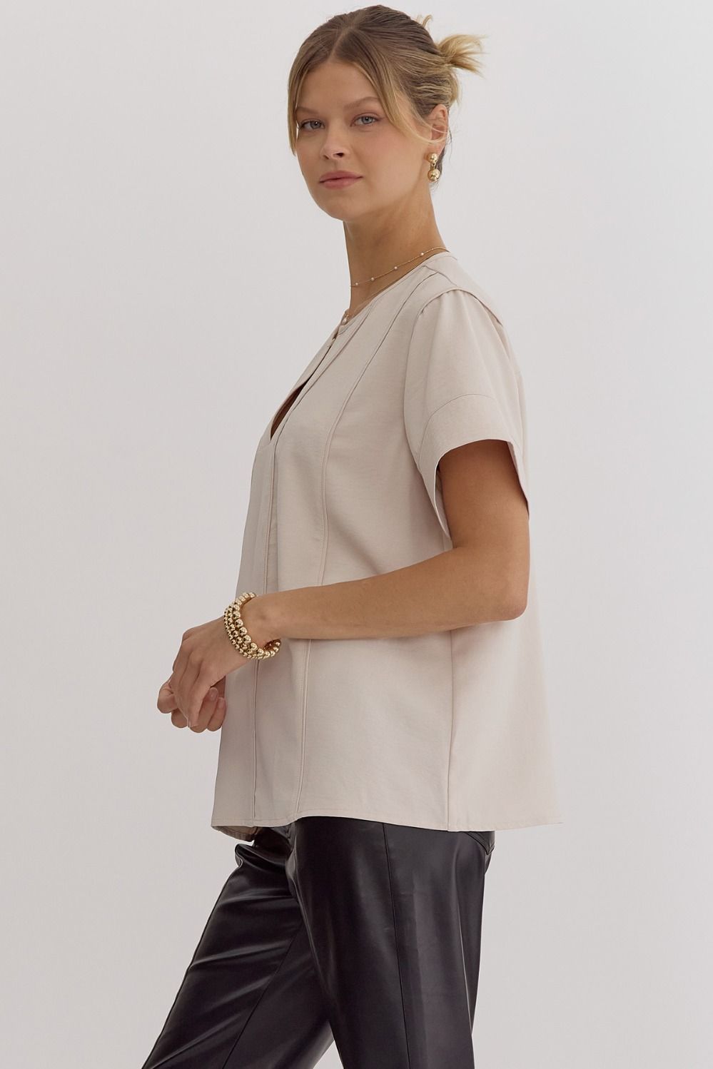 Ryann Ecru Seam Detailing Top