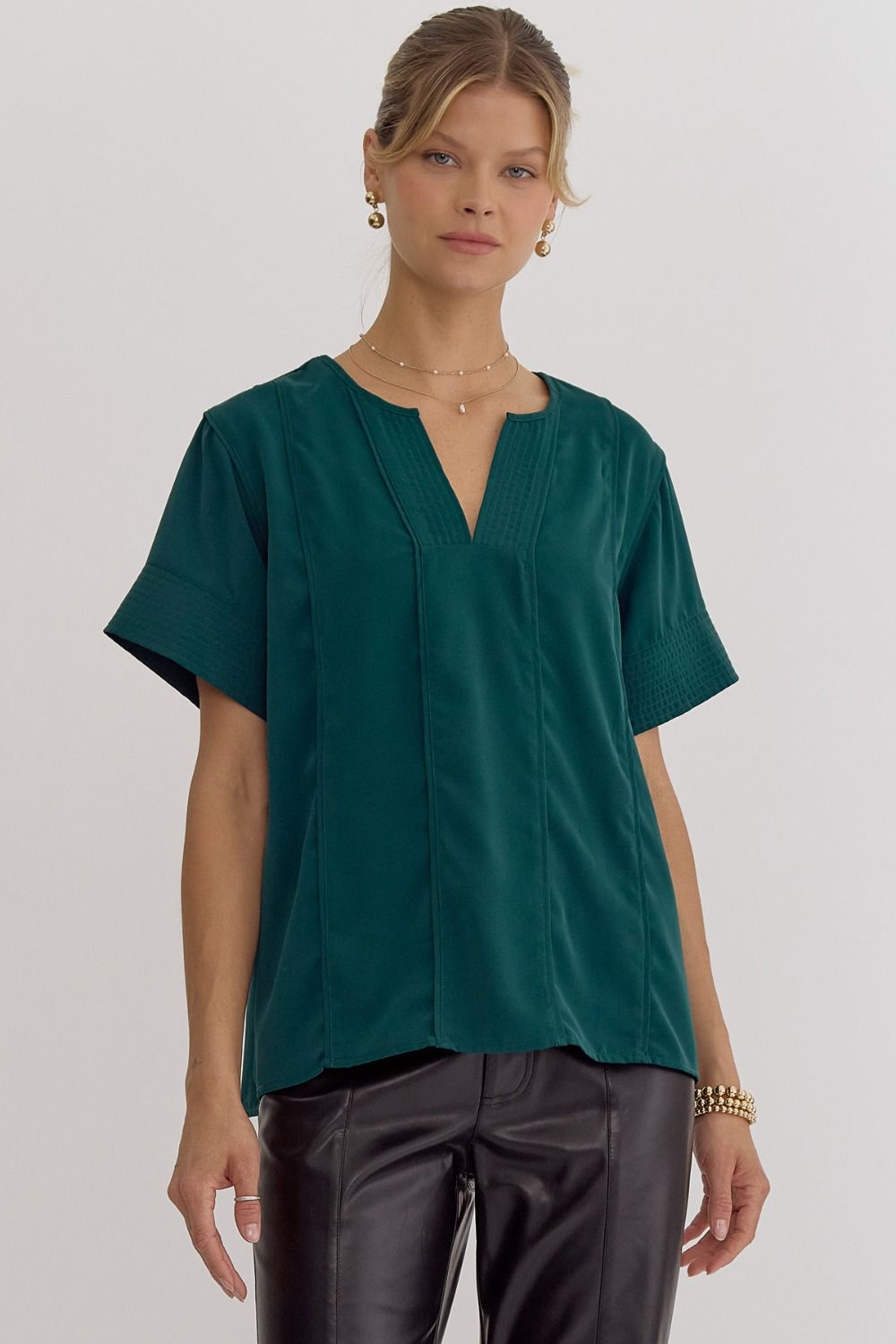 Ryann Green Seam Detailing Top - FINAL SALE