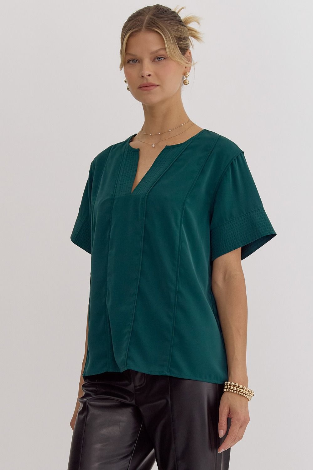 Ryann Green Seam Detailing Top - FINAL SALE