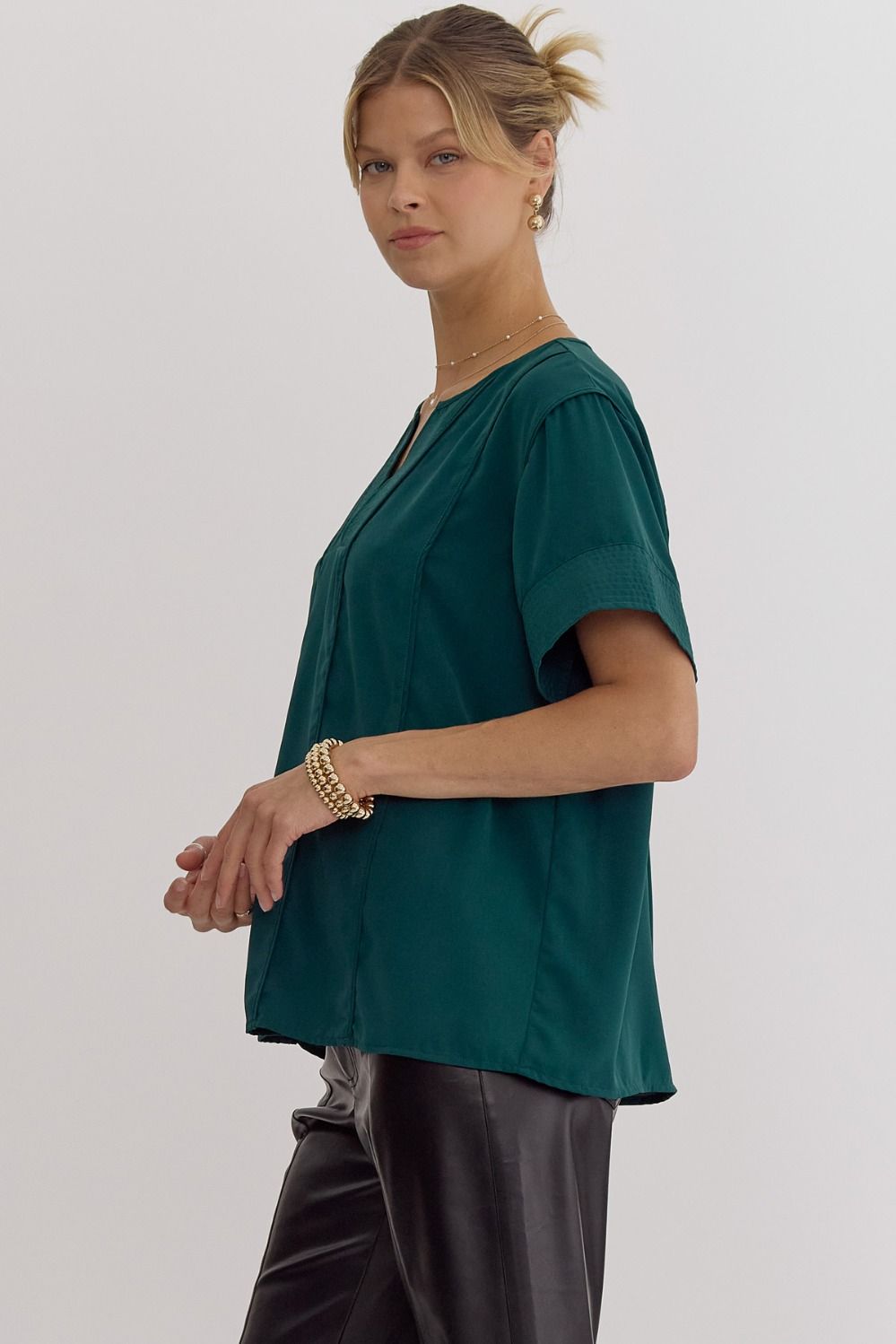 Ryann Green Seam Detailing Top - FINAL SALE