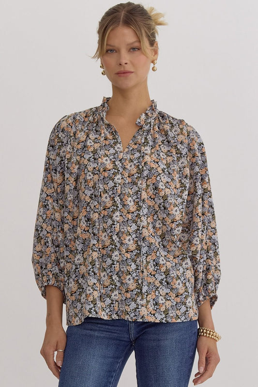 Brie Black Floral Blouse