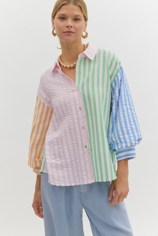 Zoe Pink Combo Striped Blouse