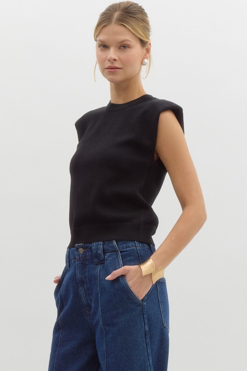 Imogene Black Cap Sleeve Top