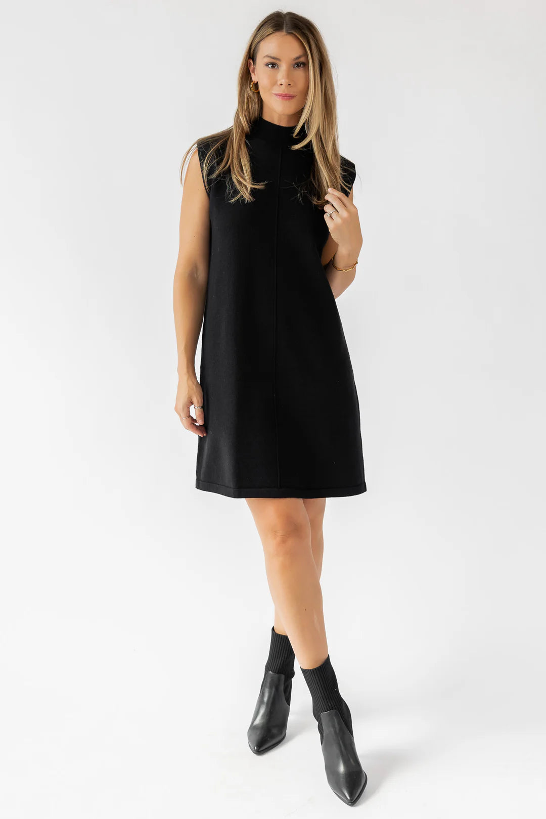 Verona Black Mockneck Knit Dress