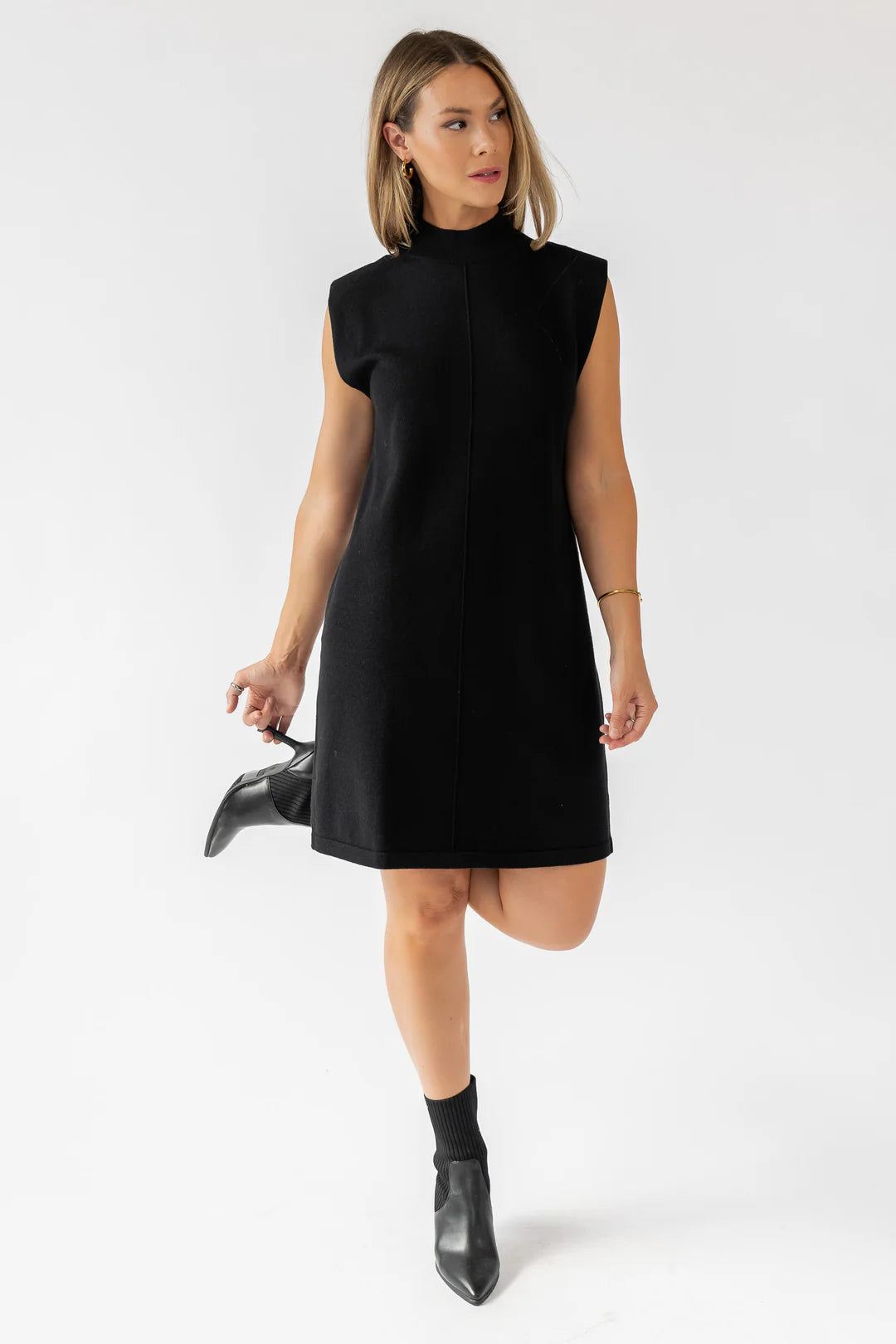 Verona Black Mockneck Knit Dress