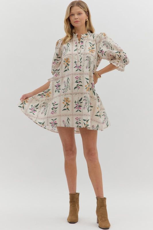 Lolita Ecru Floral Mini Dress