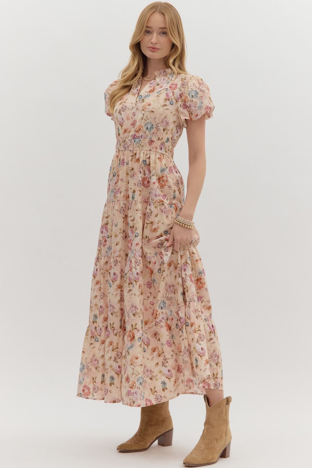 Britton Ecru Floral Maxi Dress