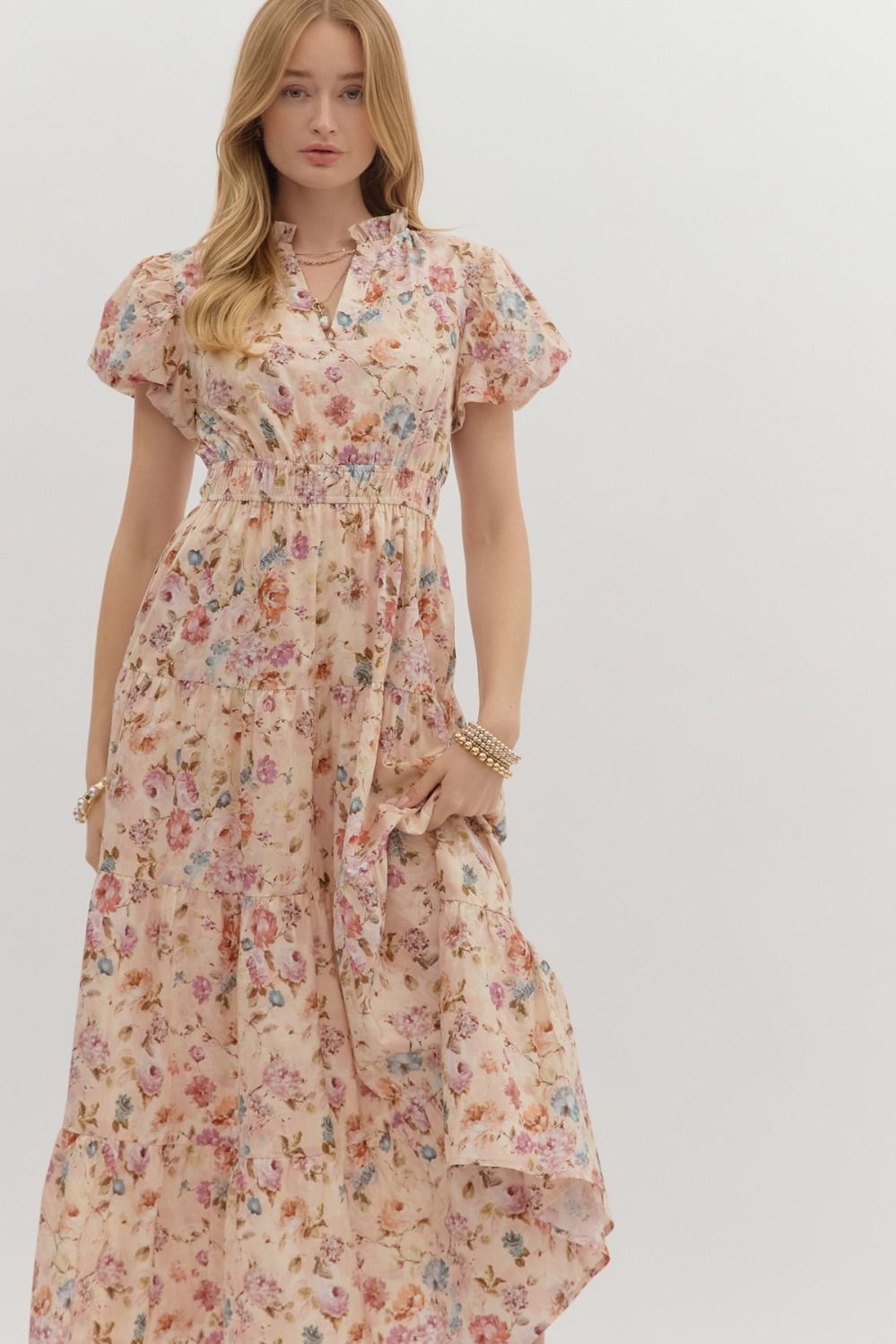Britton Ecru Floral Maxi Dress