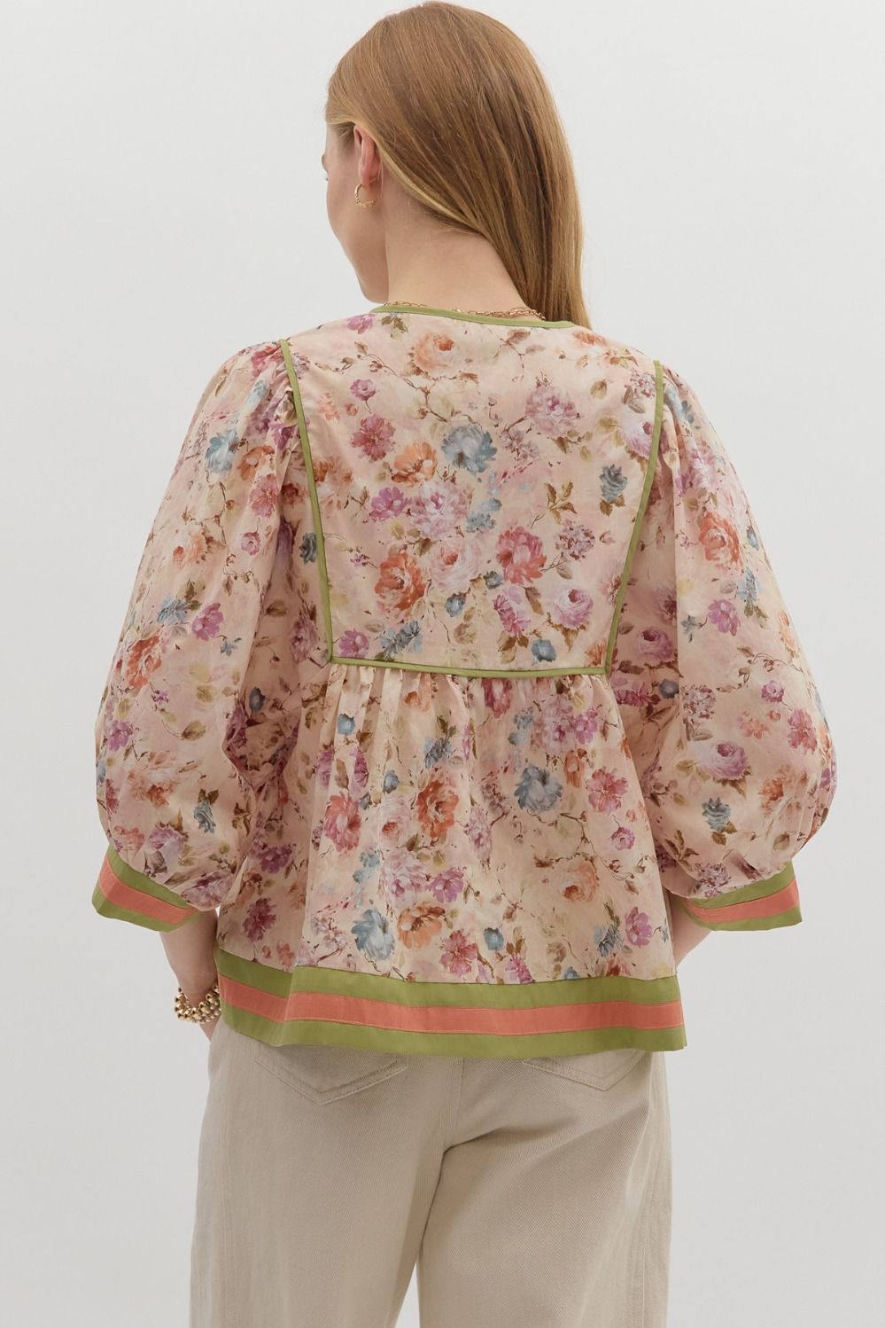 Julietta Ecru Floral Babydoll Top