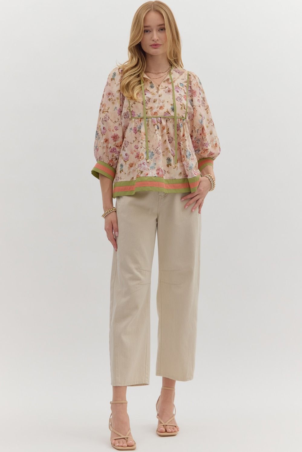 Julietta Ecru Floral Babydoll Top