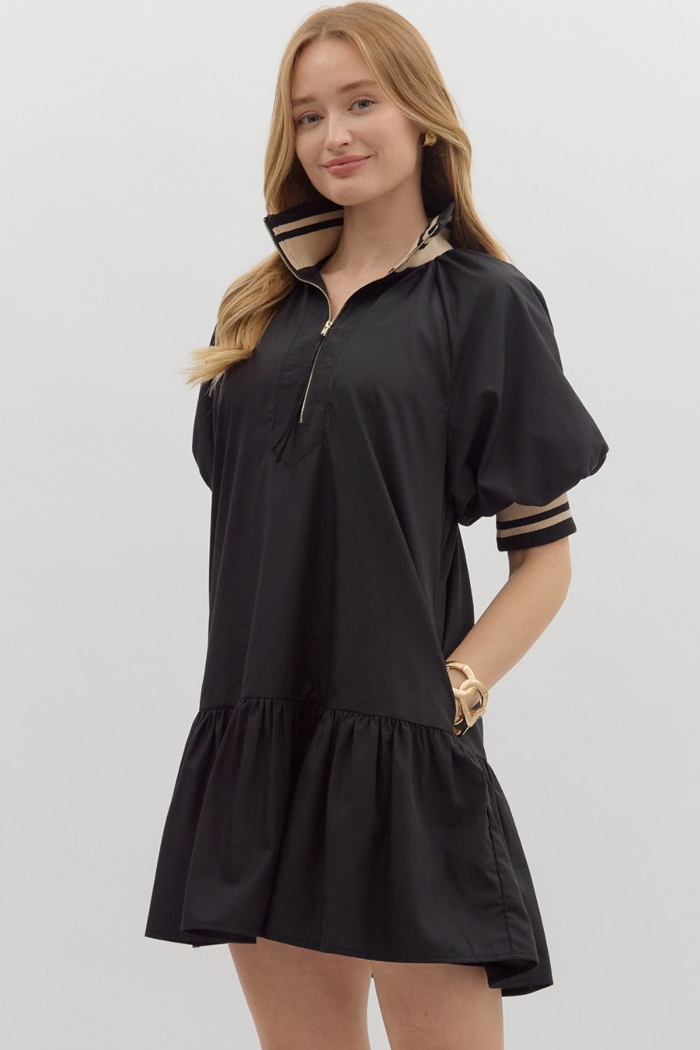 Jaylene Black Tiered Mini Dress