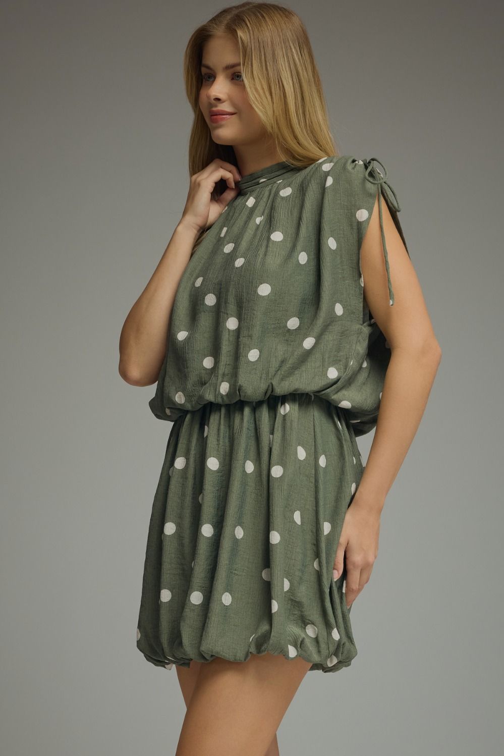 Norrah Green Polka Dot Mini Dress