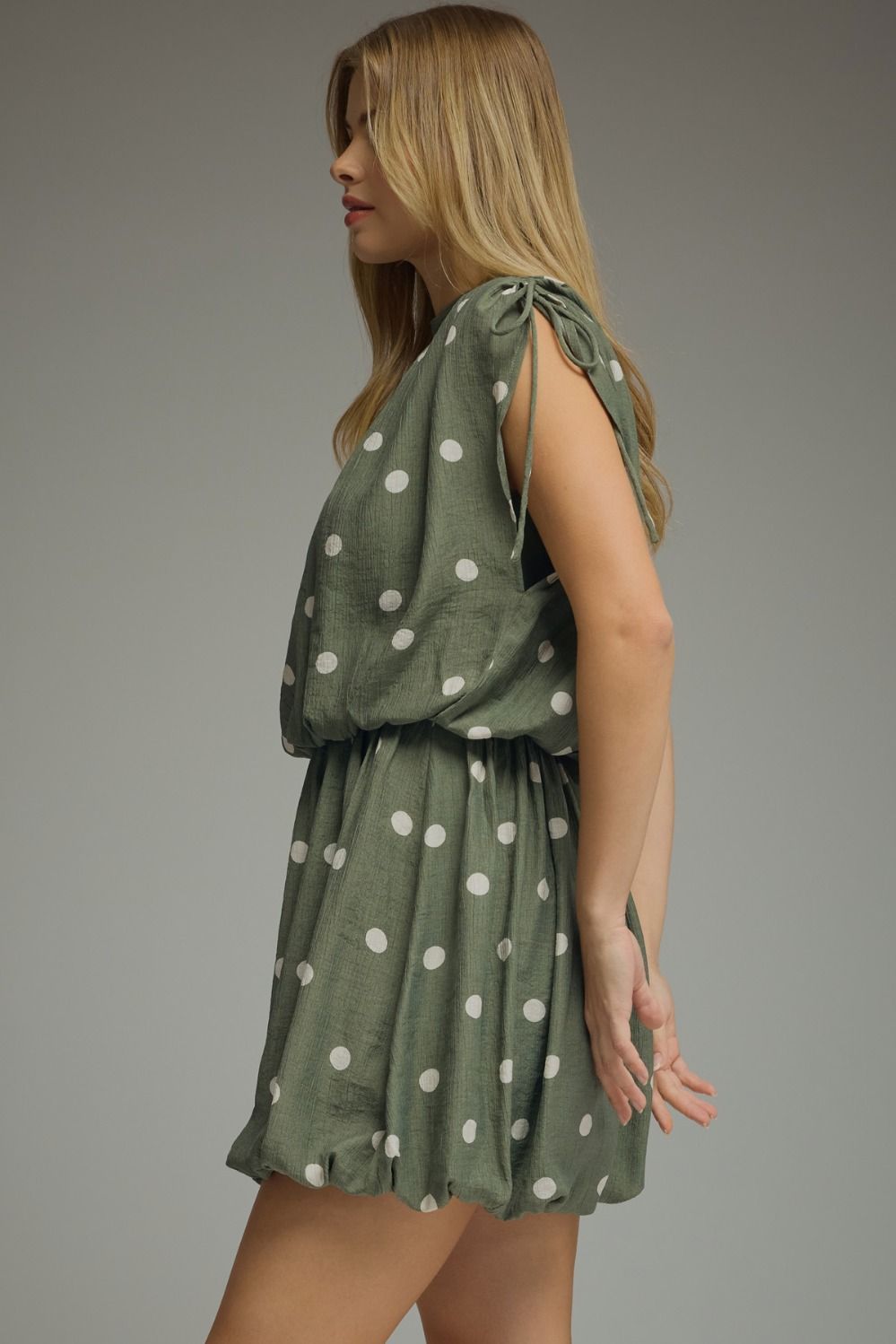 Norrah Green Polka Dot Mini Dress
