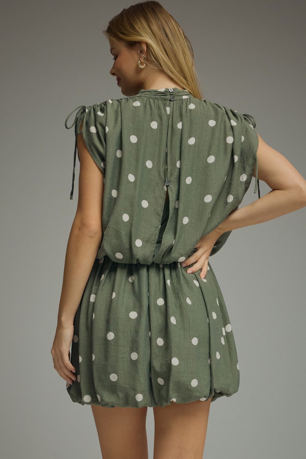 Norrah Green Polka Dot Mini Dress