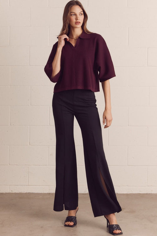 Ashwyn Merlot Knit Top