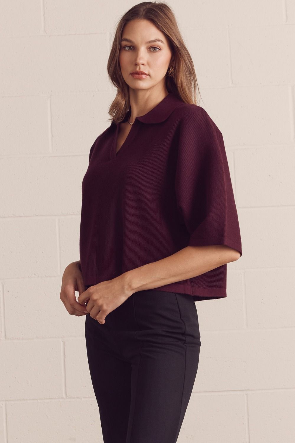 Ashwyn Merlot Knit Top