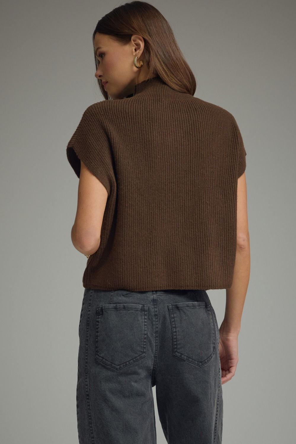 Parison Brown Ribbed Knit Top