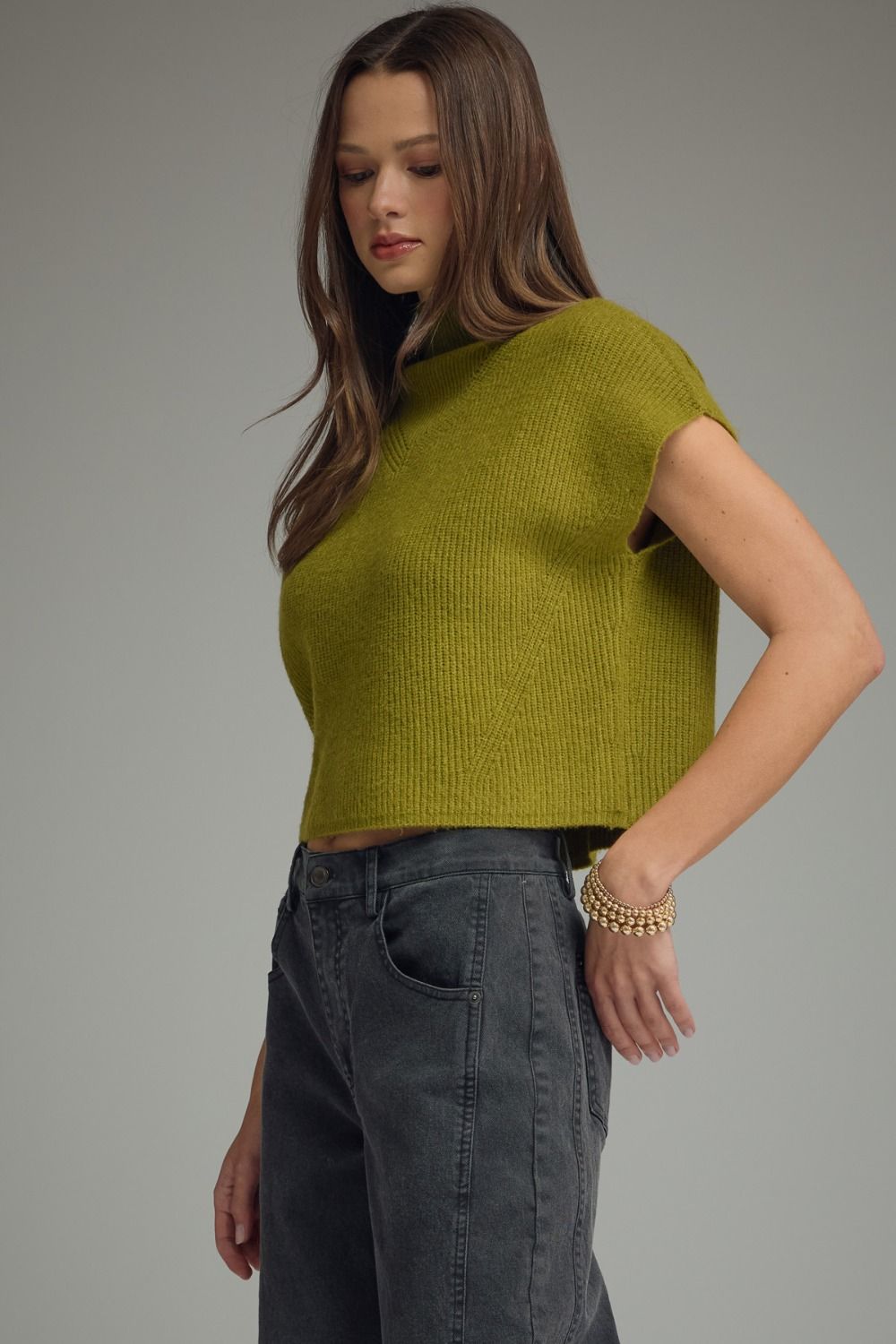 Parison Olive Ribbed Knit Top