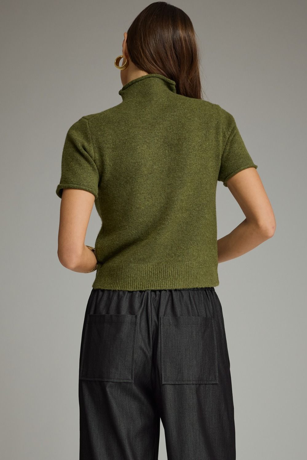 Lyone Olive Rib Mockneck Top