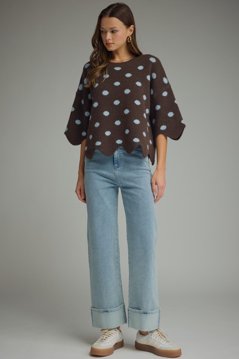 Verina Brown Polka Dot Sweater