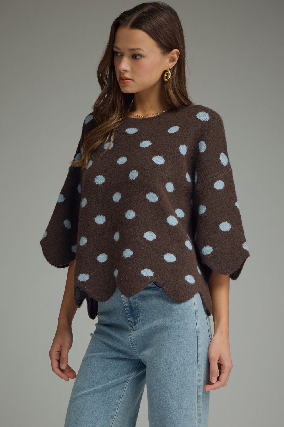 Verina Brown Polka Dot Sweater