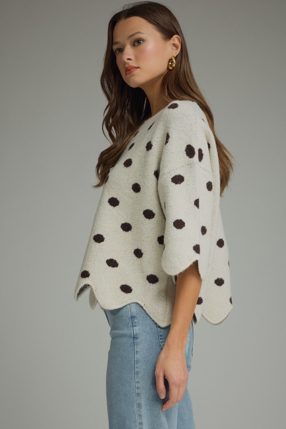 Verina Ecru Polka Dot Sweater