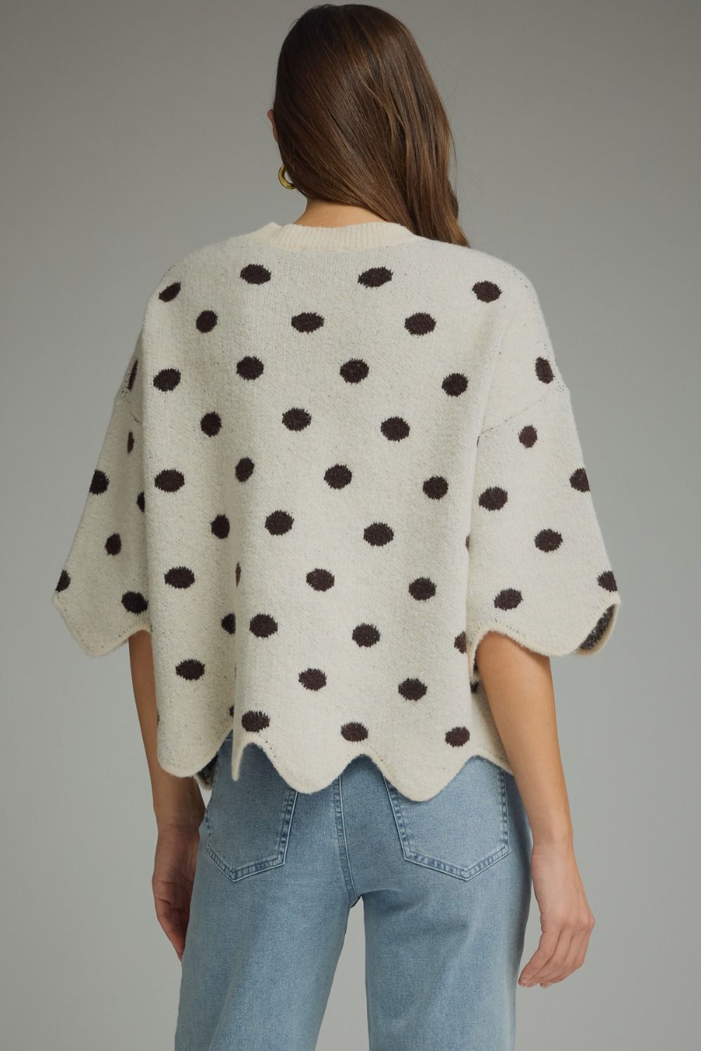 Verina Ecru Polka Dot Sweater