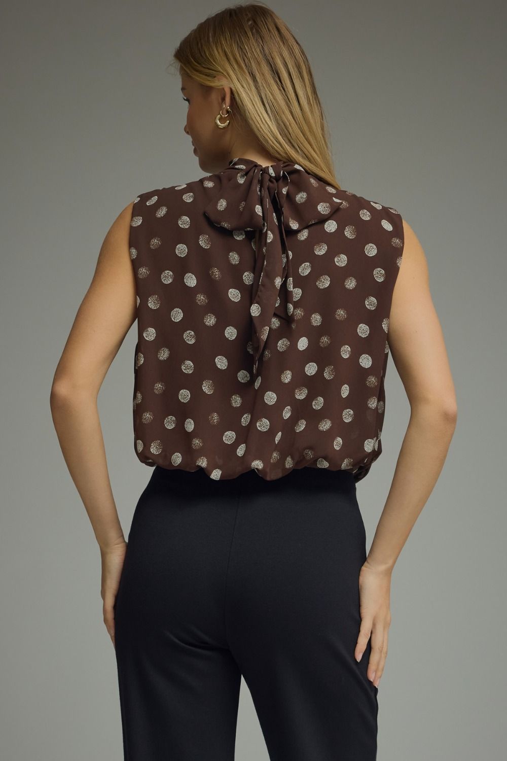 Olena Brown Polka Dot Top