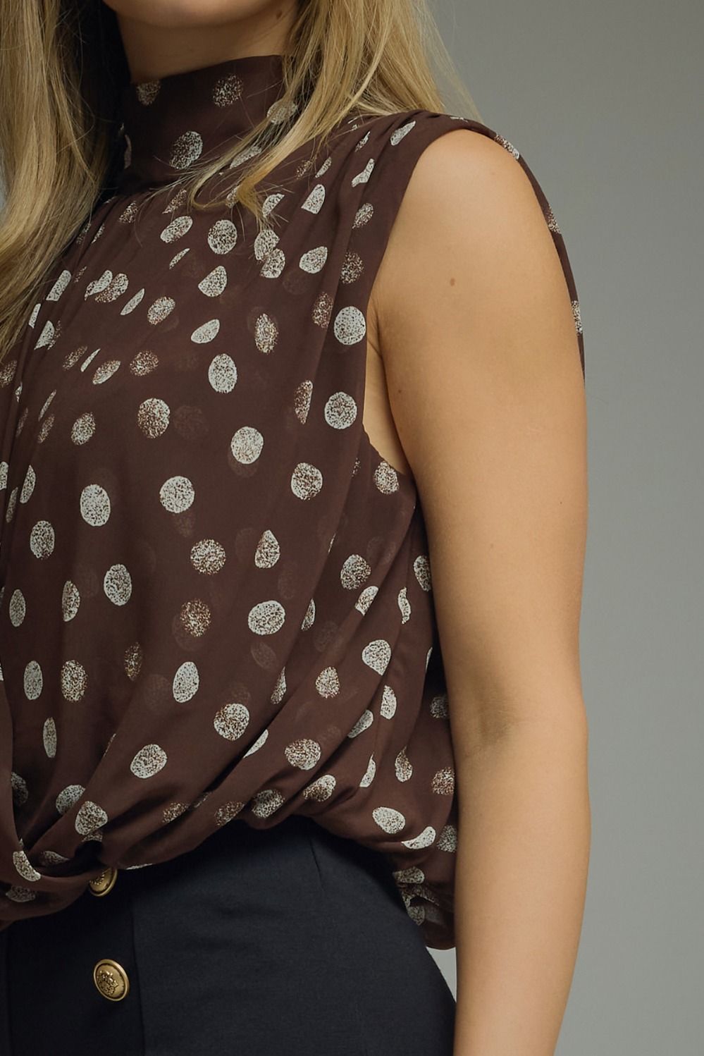 Olena Brown Polka Dot Top
