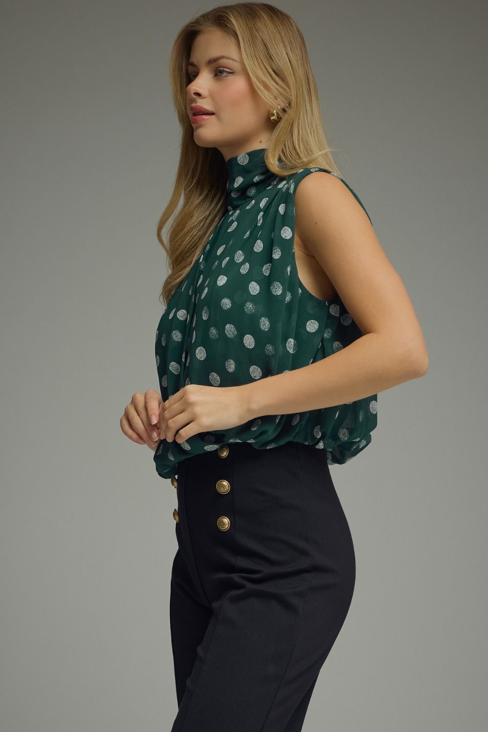 Olena Green Polka Dot Top