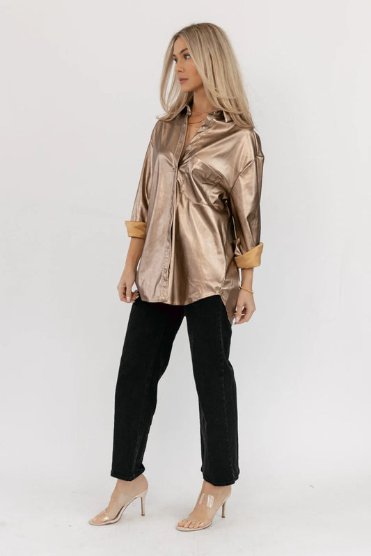 Keegan Gold Metallic Oversized Shacket - FINAL SALE