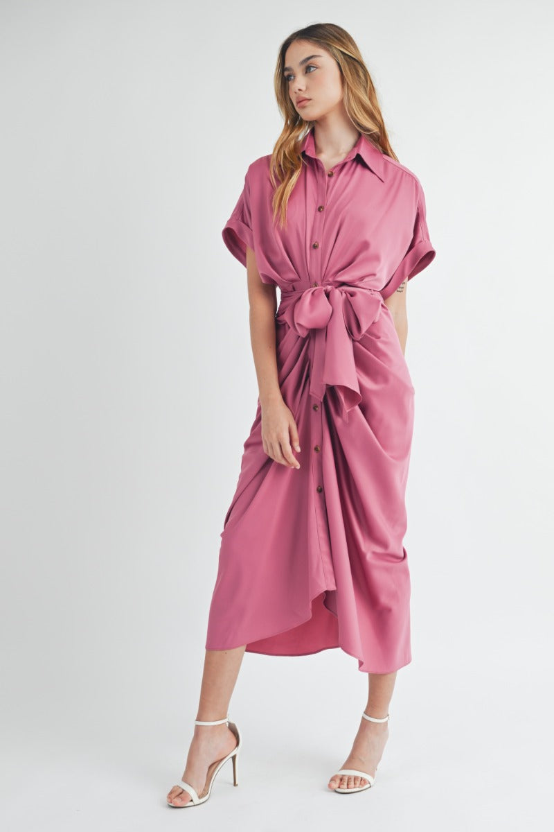 Knotty Looks Mauve Midi Dress