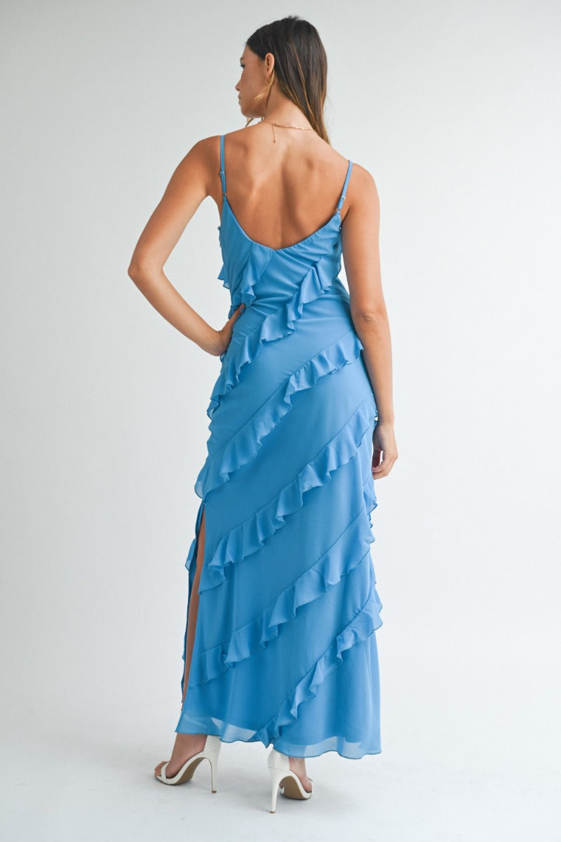 Caelyn Blue Tiered Maxi Dress