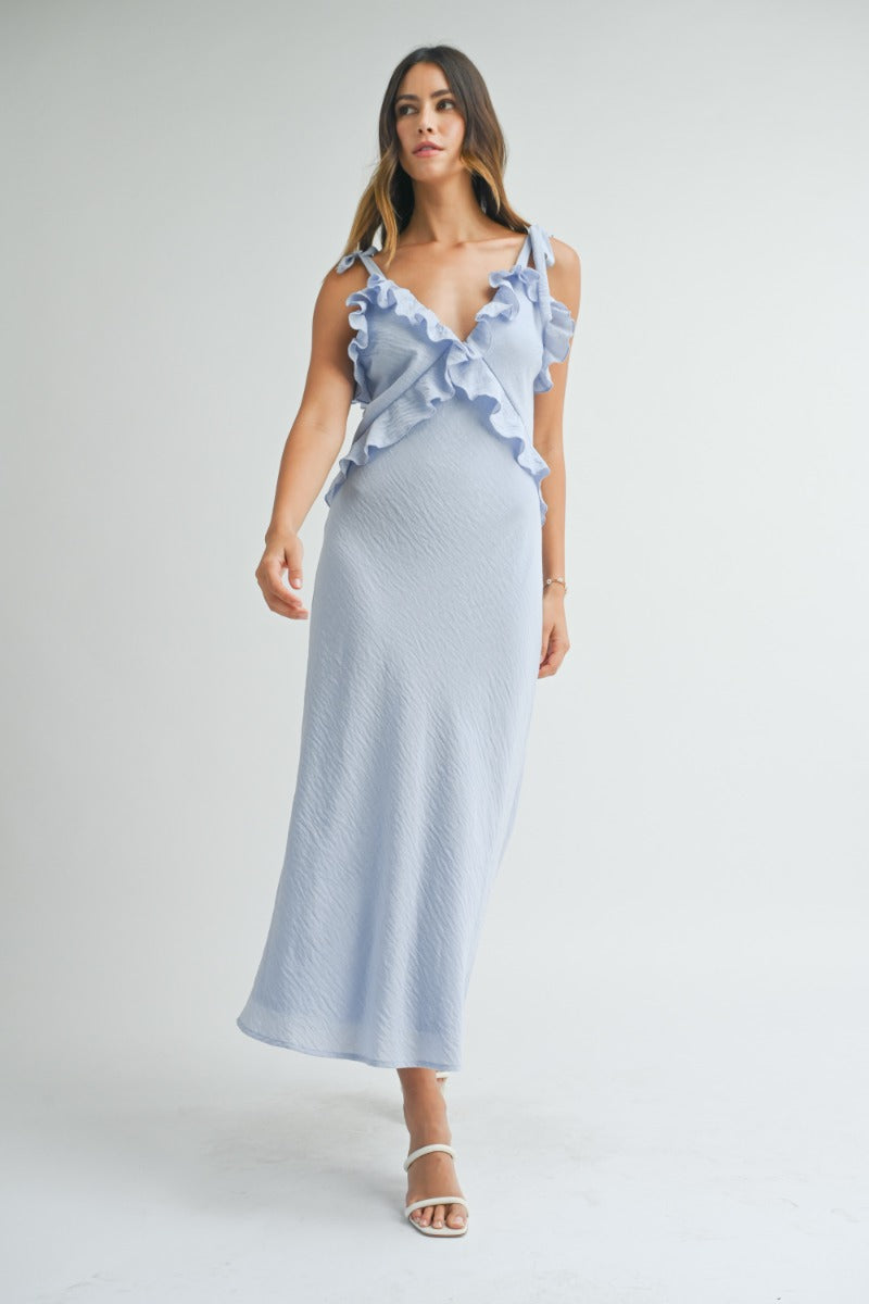 Leighton Blue Ruffle Detail Dress