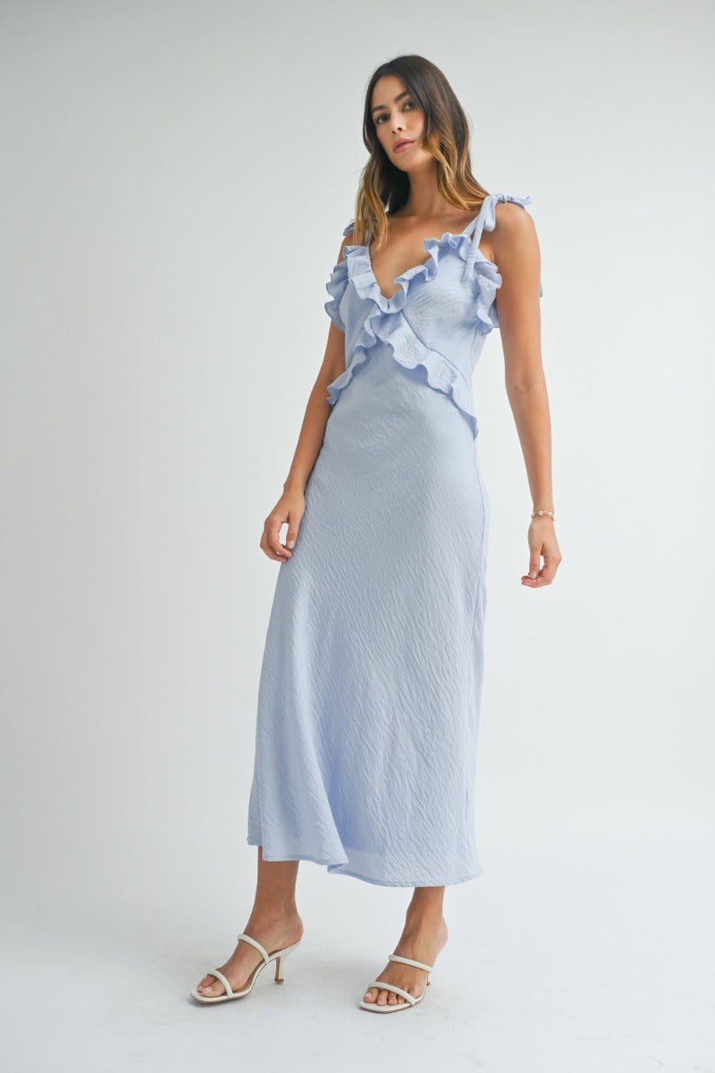 Leighton Blue Ruffle Detail Dress