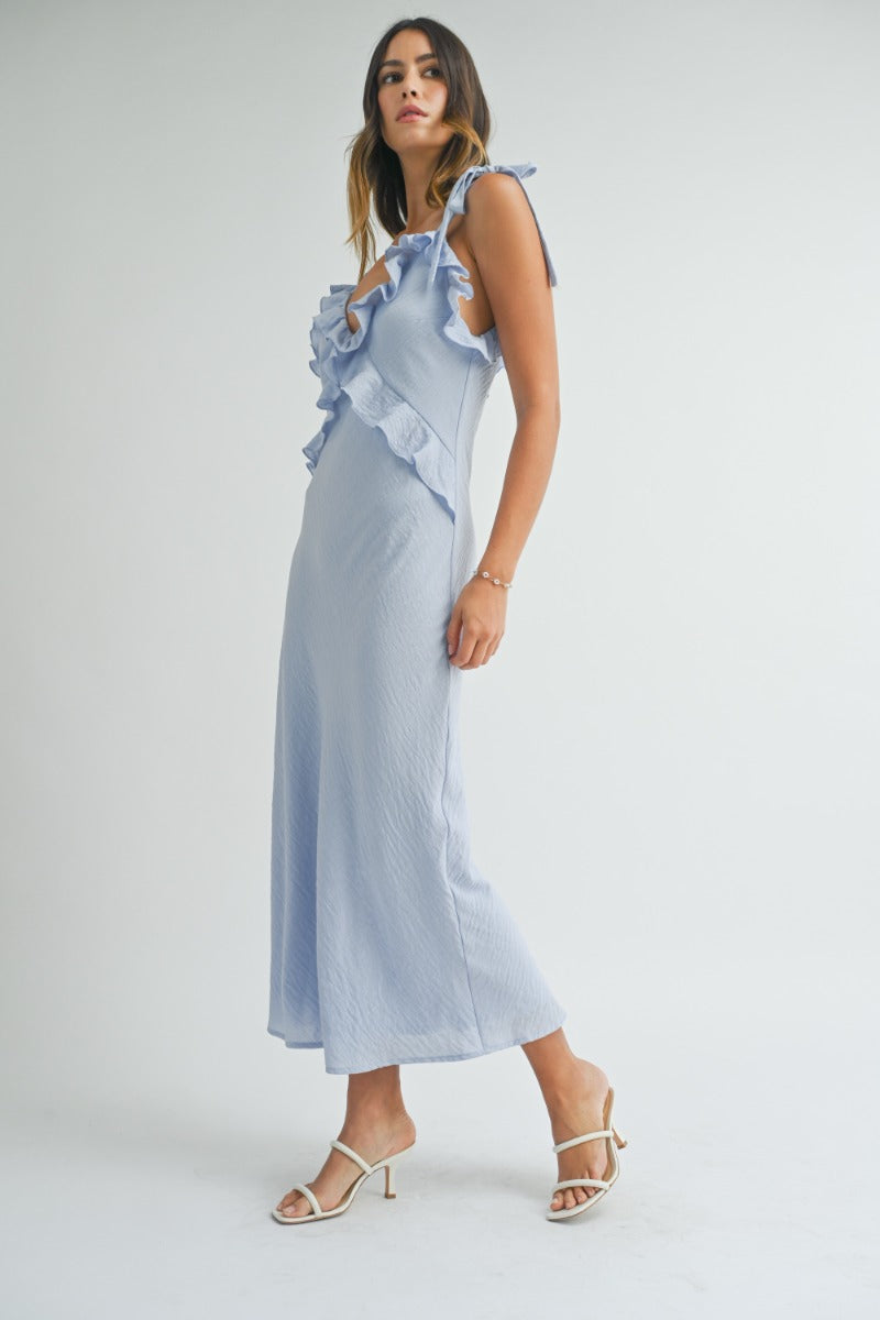 Leighton Blue Ruffle Detail Dress